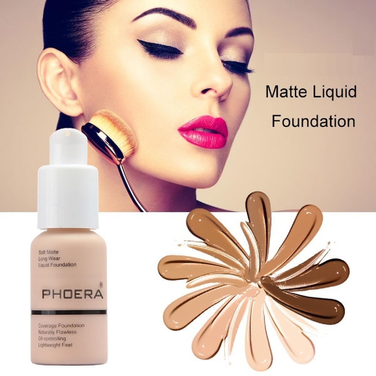 Nvyue PHOERA Foundation 103 swatch demonstrates natural blend with skin tone.