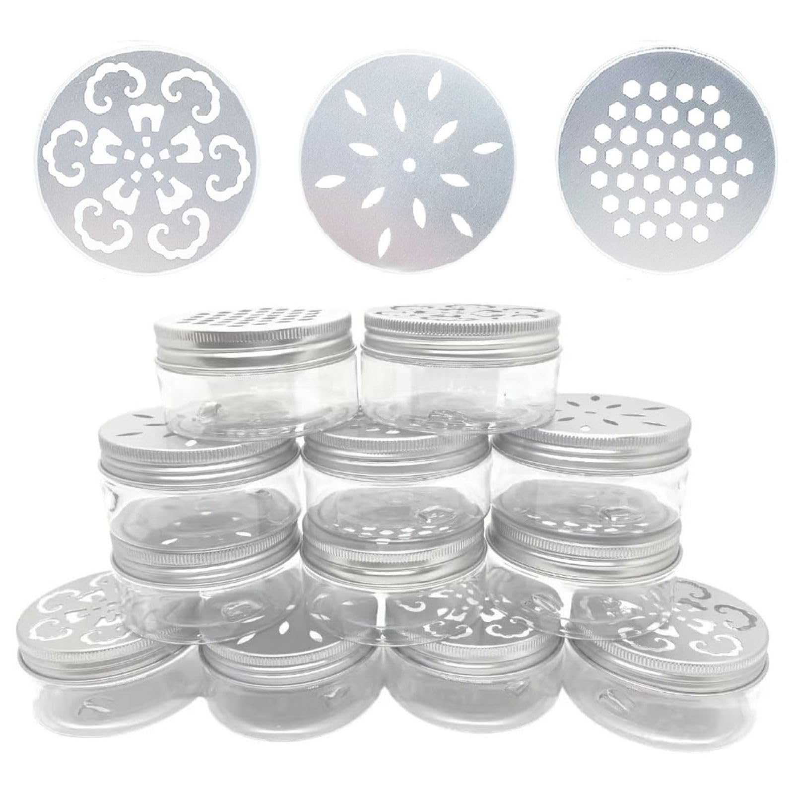 Nwsrayu ensemble 12 pots 80ml ronds avec couvercle creux pour diffusion d'arômes.