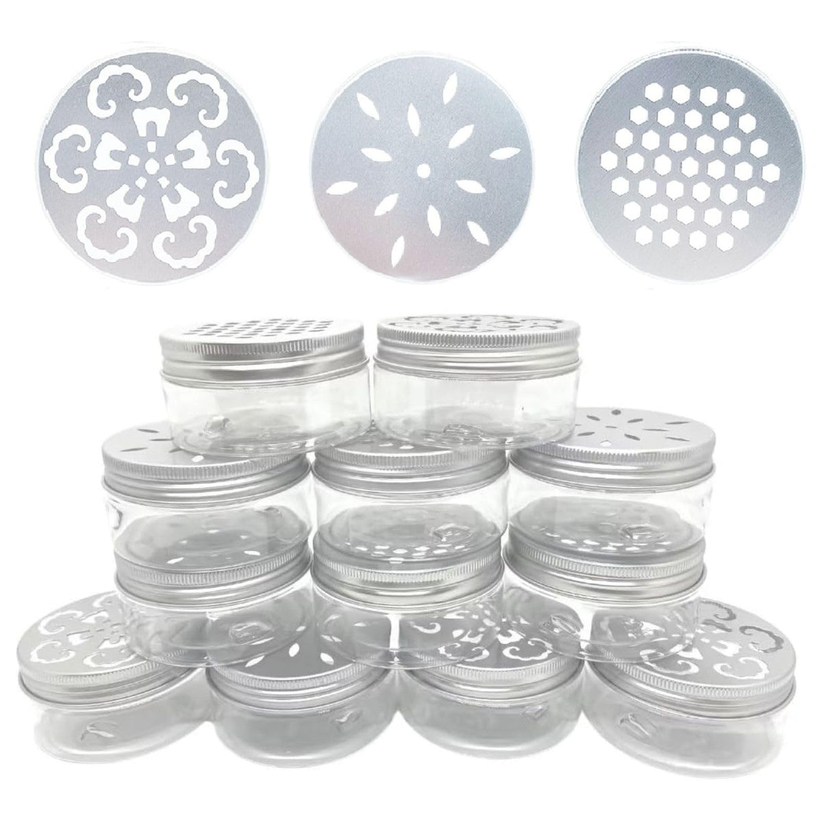 Nwsrayu ensemble 12 pots 80ml ronds avec couvercle creux pour diffusion d'arômes.