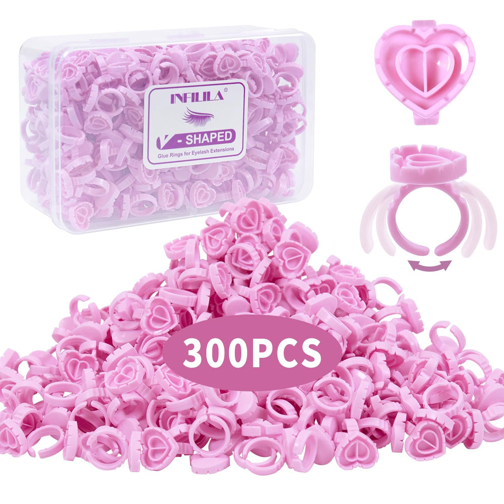 NXJ INFILILA, anneaux colle cils cœur rose, répartition précise de la colle pour extensions