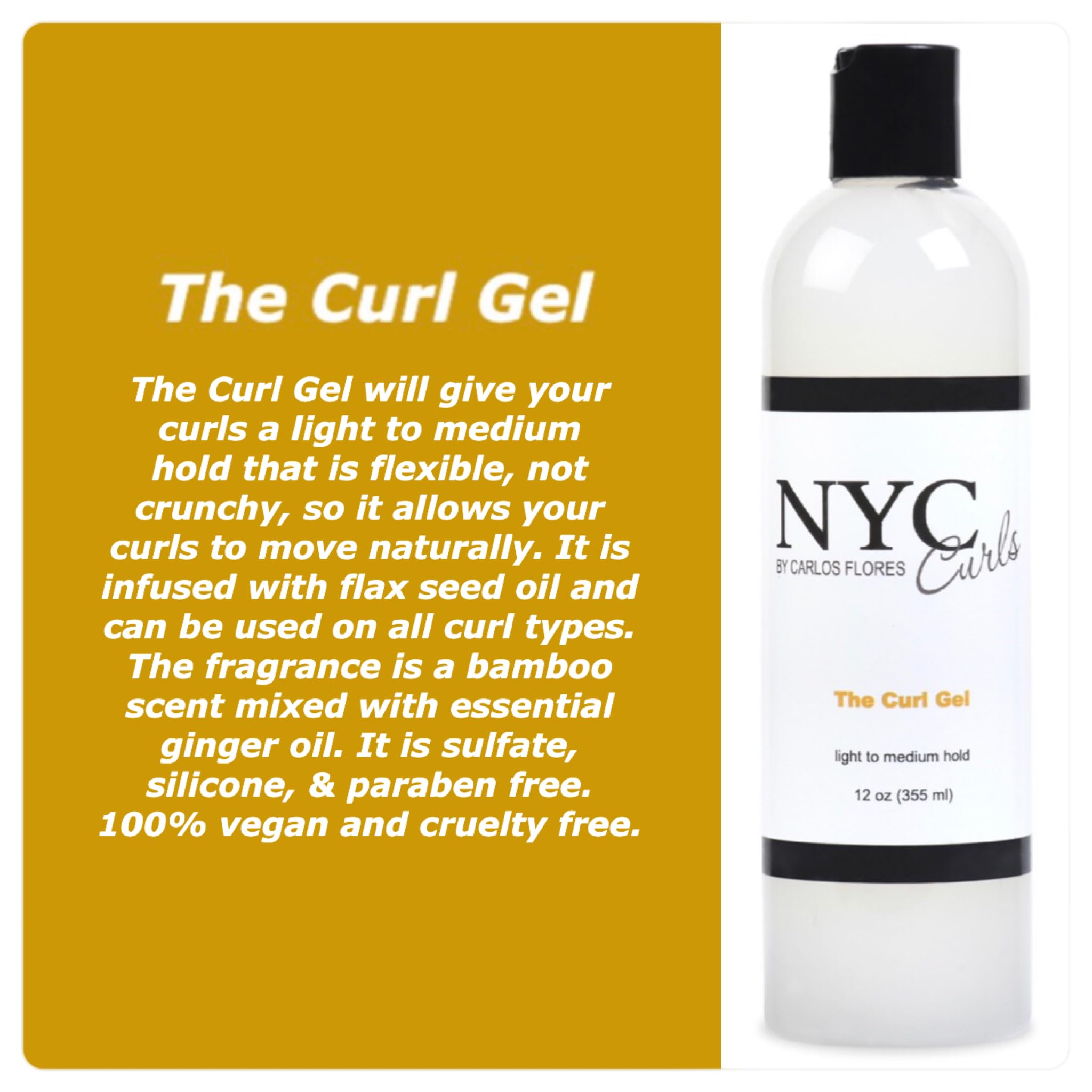 NYC Curls par Carlos Flores - Gel maintien flexible pour boucles naturelles