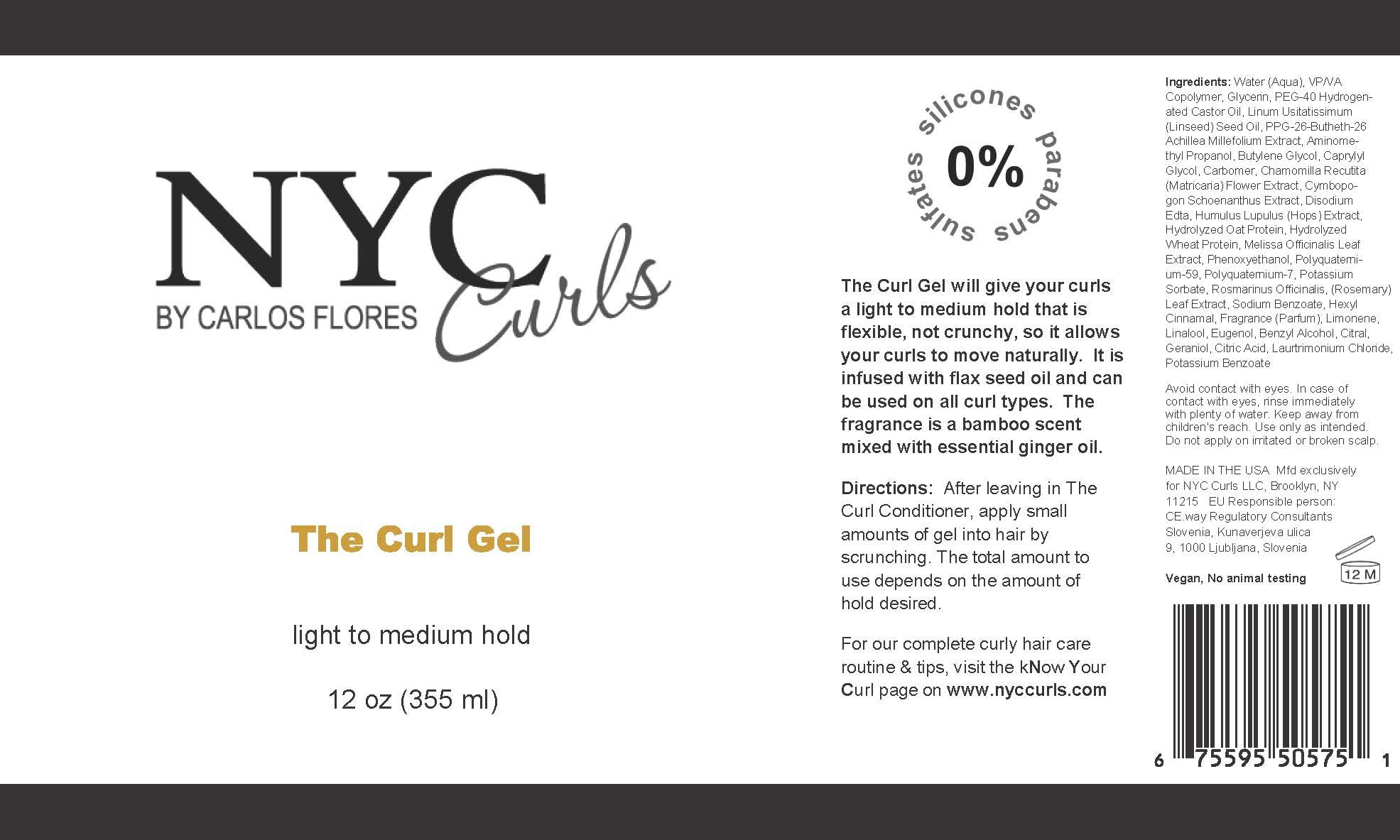 NYC Curls par Carlos Flores - Gel parfum bambou-gingembre, usage quotidien