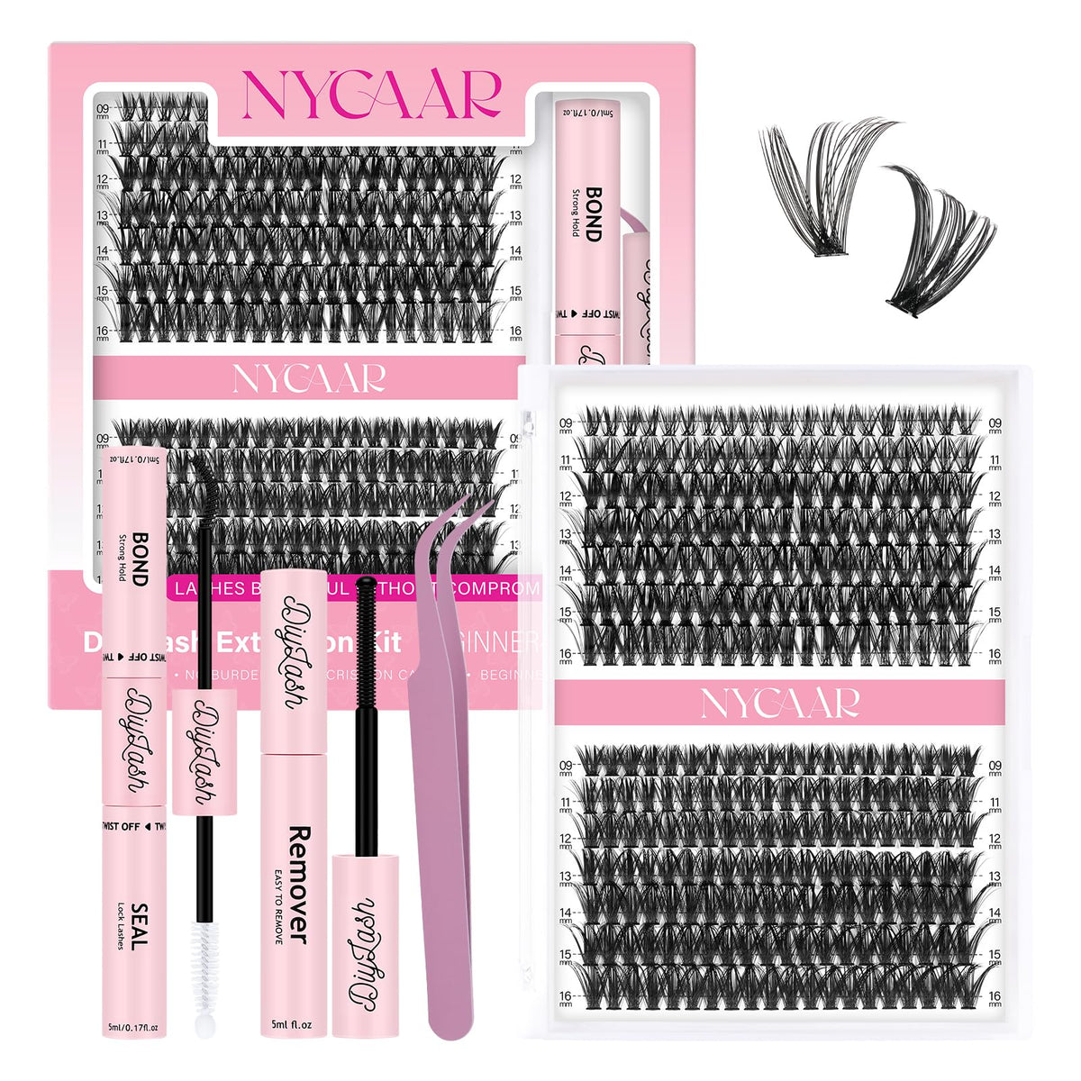 NYCAAR ensemble extension 280 pièces - kit complet pour cils sur mesure.
