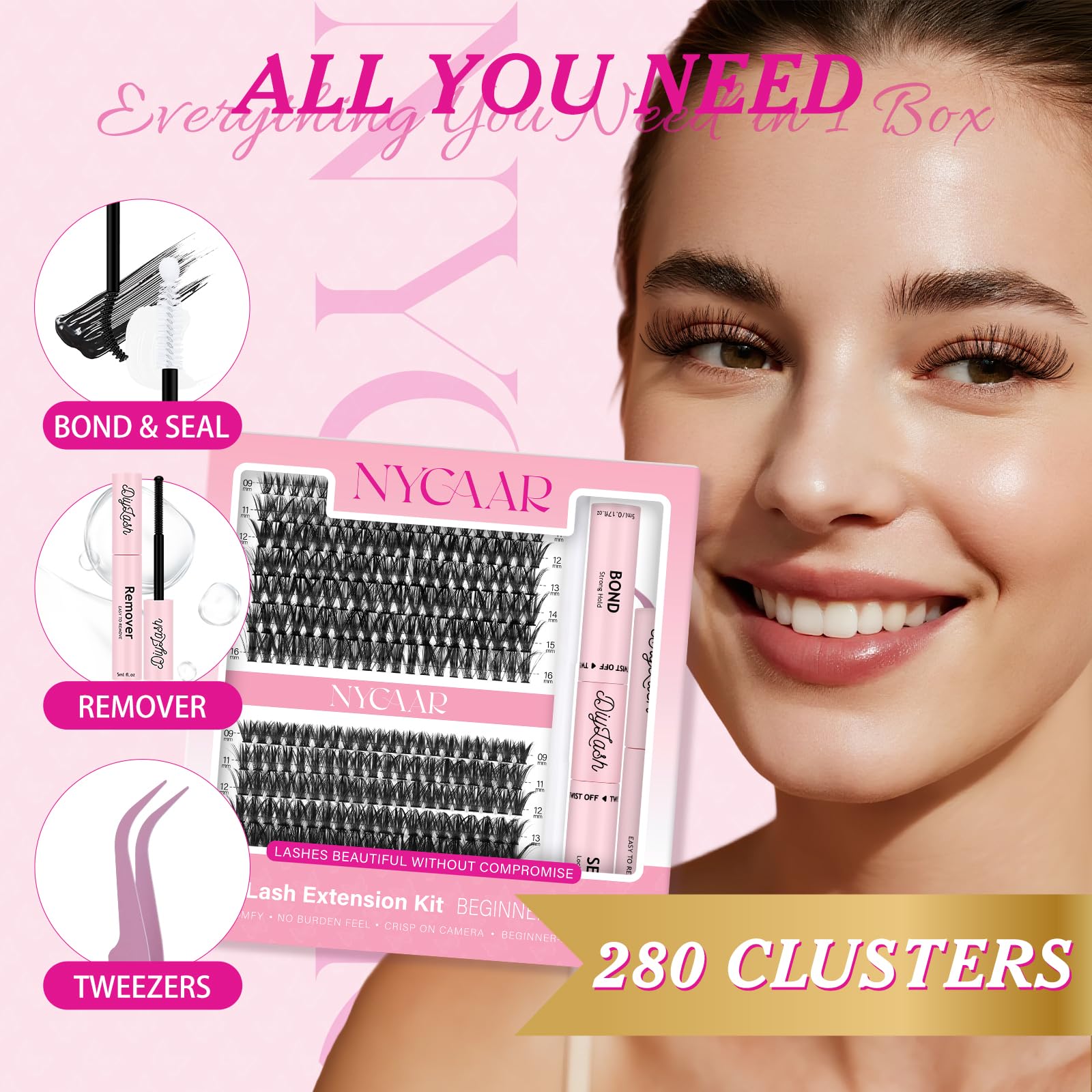 NYCAAR extensions cils 40D50D - volume modulable pour un regard naturel.