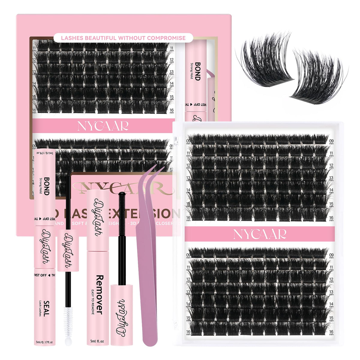 NYCAAR kit cils bouquets 3D ensemble pour looks variés à domicile.
