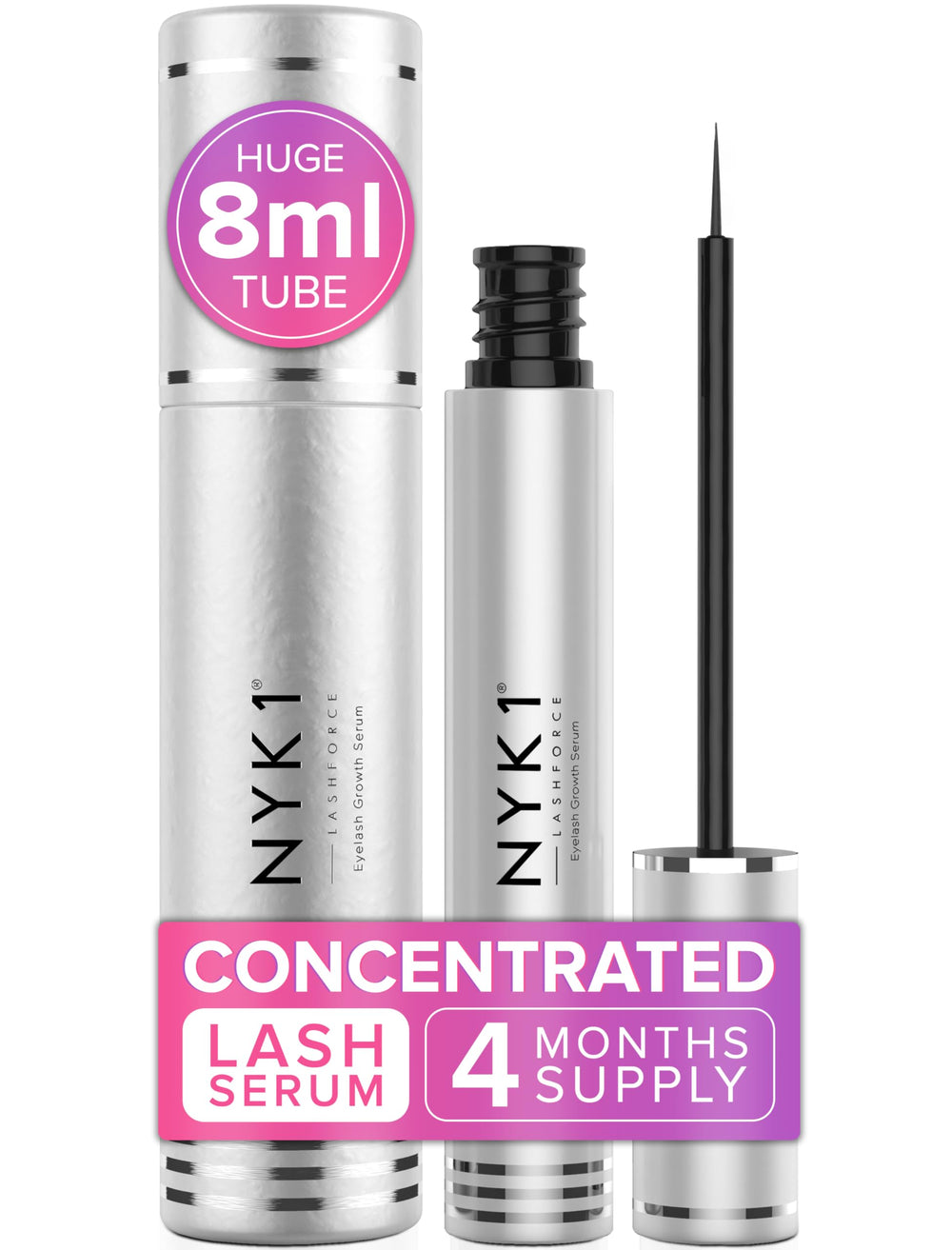 NYK1 LashForce, bouteille de 8 ml, sérum pour des cils plus fournis naturellement.