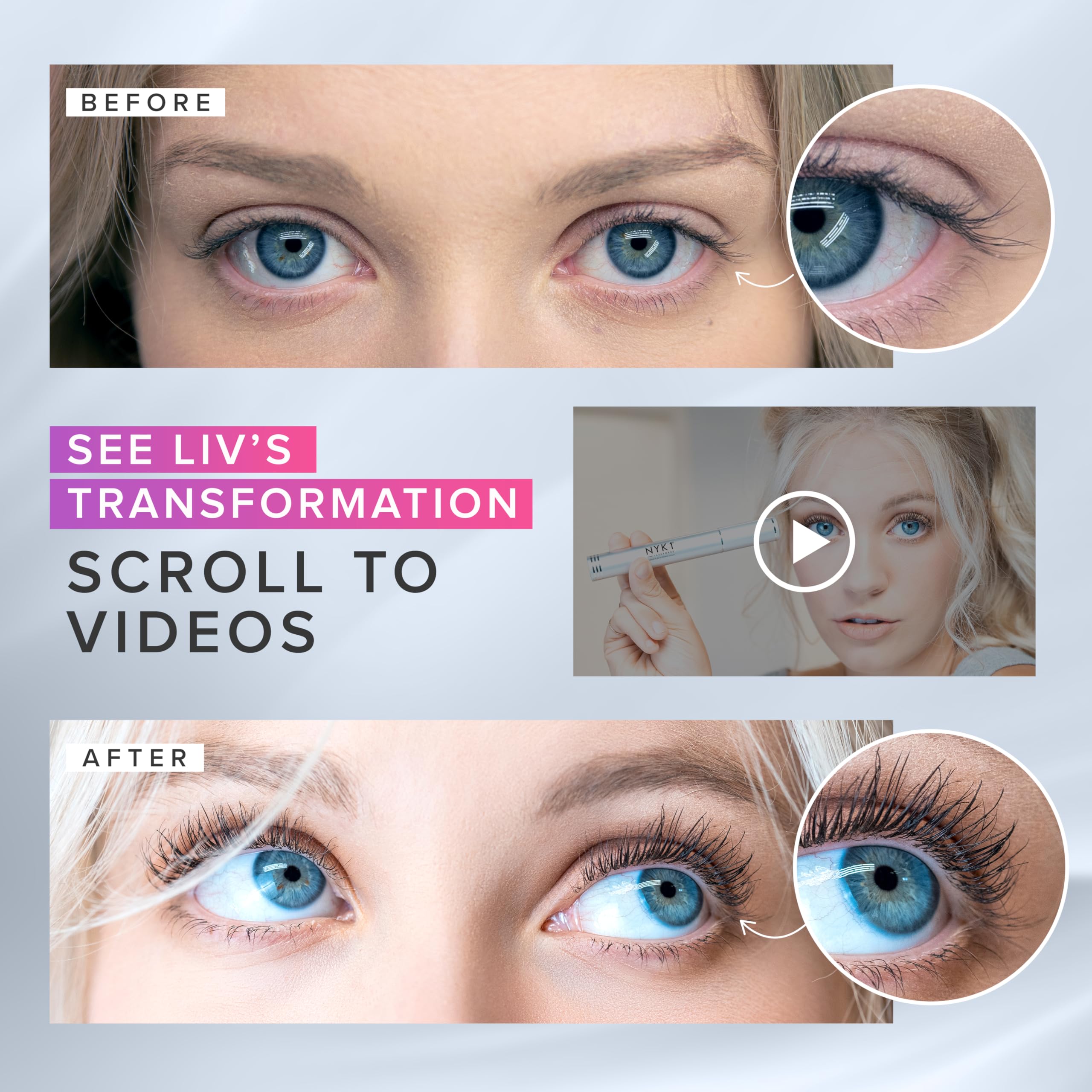 NYK1 LashForce, application douce sur les racines des cils sans altérer la couleur des yeux.
