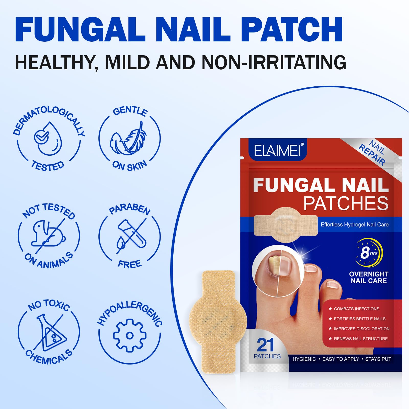 Nyloriaine patch utilisation sur 3–6 mois — progression continue pour des ongles plus sains.