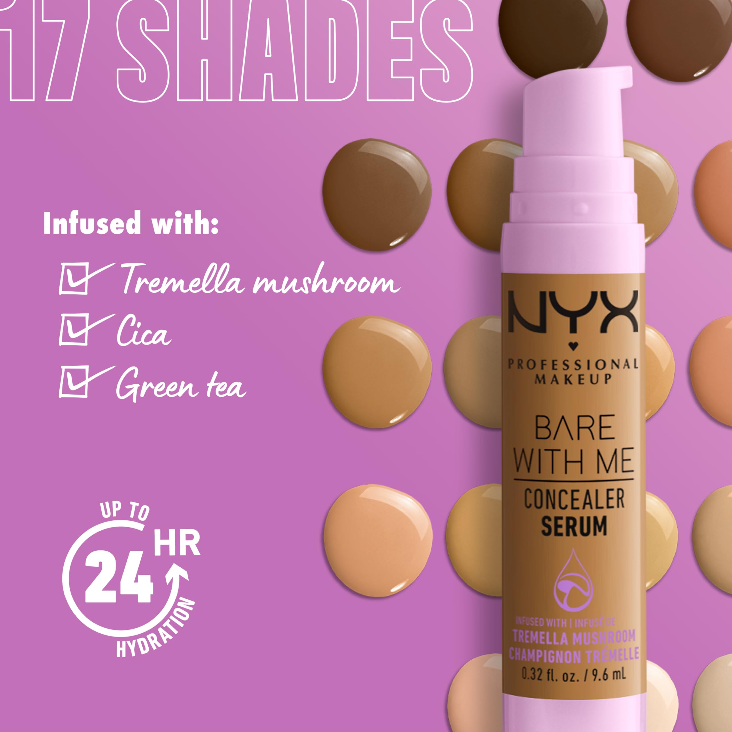 NYX Bare With Me Concealer Serum — Couvre cernes et rougeurs tout en hydratant.