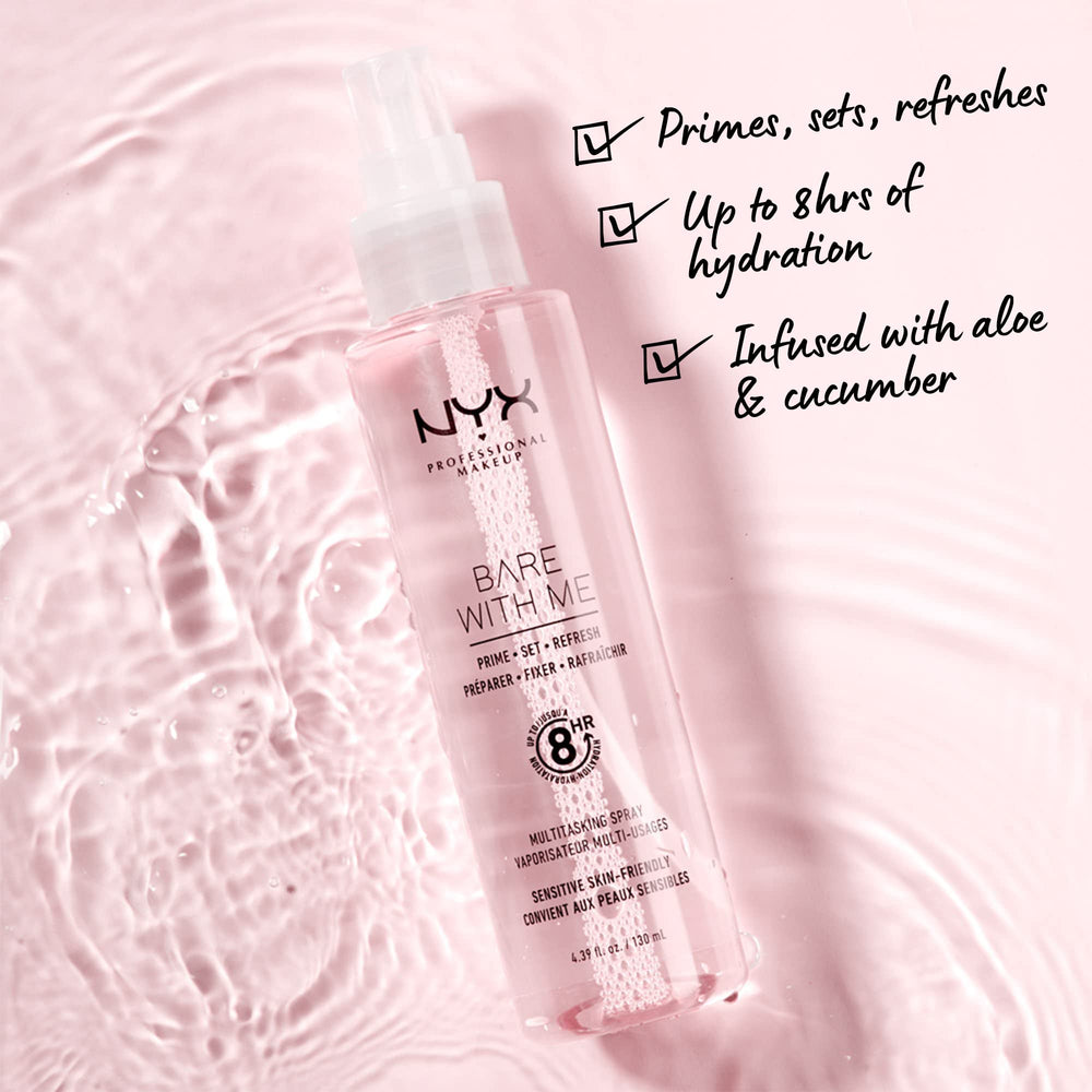 NYX Bare With Me texture eau: effet éclat hydratant sur le visage.