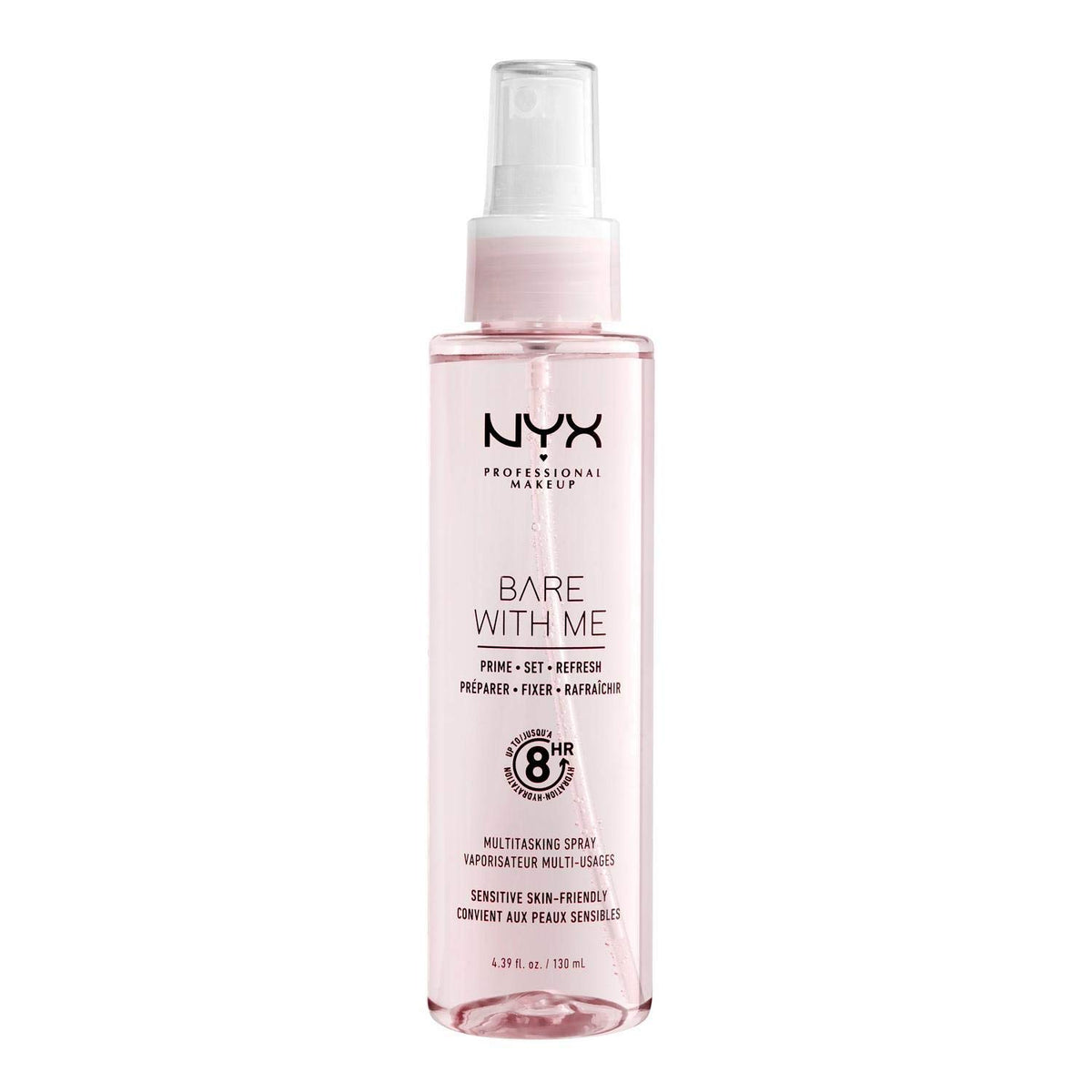 NYX Bare With Me brume hydratante: primer et fixateur pour peau hydratée.