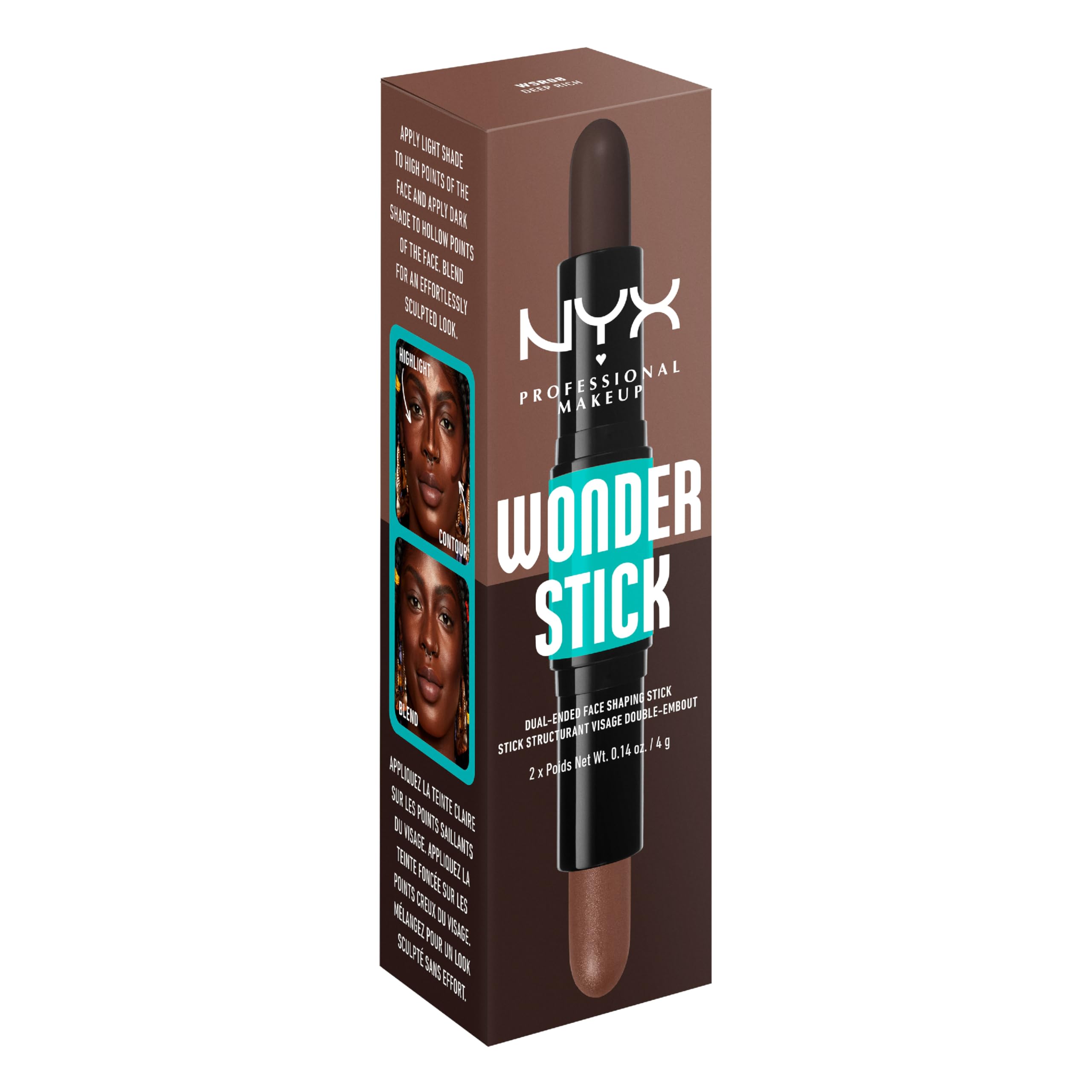 Application facile du Wonder Stick pour maquillage rapide et efficace.