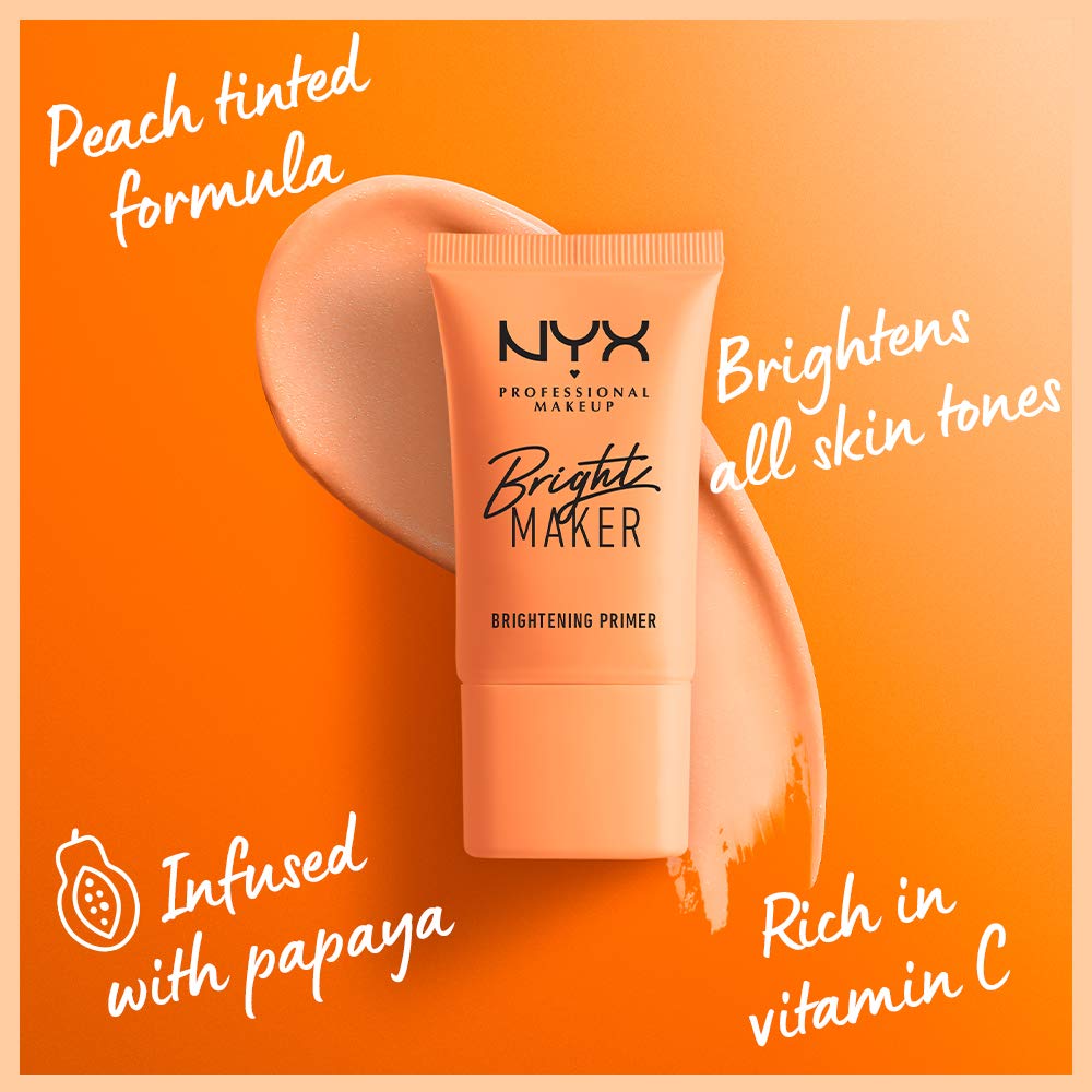 NYX Bright Maker Primer – application sur peau, fini translucide et tenue prolongée.