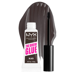 Nyx Brow Glue montre sa brosse ronde pour une application précise et durable.