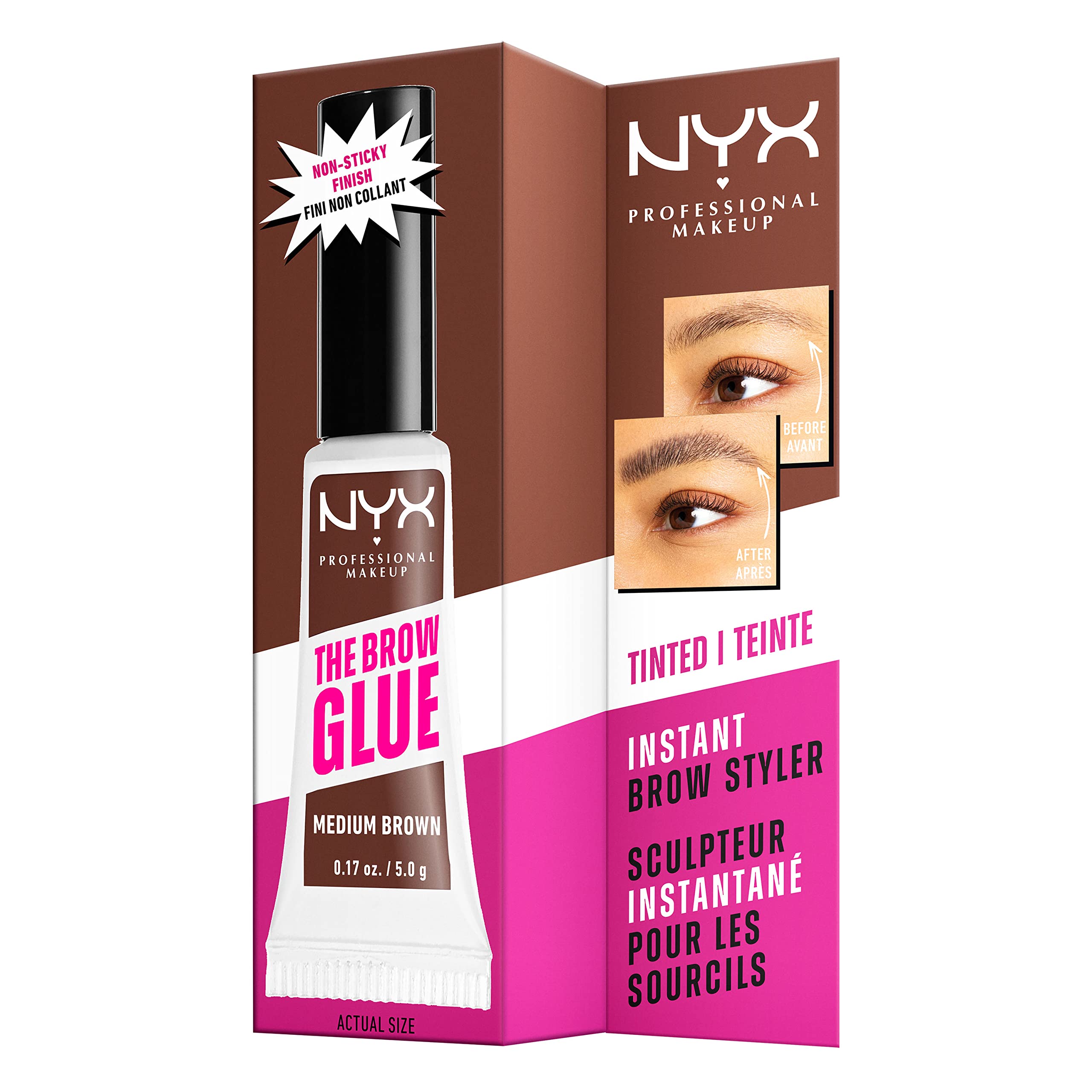 NYX PROFESSIONAL MAKEUP The Brow Glue – resistance-aux-peluches : maintien homogène sans flocages.