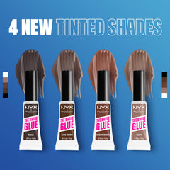 NYX PROFESSIONAL MAKEUP The Brow Glue – transparente-sans-effet-collant : fini invisible et confort toute la journée.