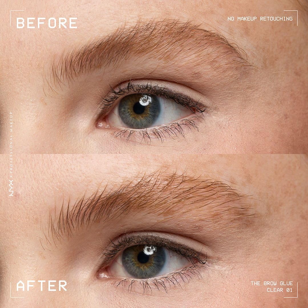 NYX PROFESSIONAL MAKEUP The Brow Glue – usage-etapes : guide simple pour dessiner et fixer les sourcils.