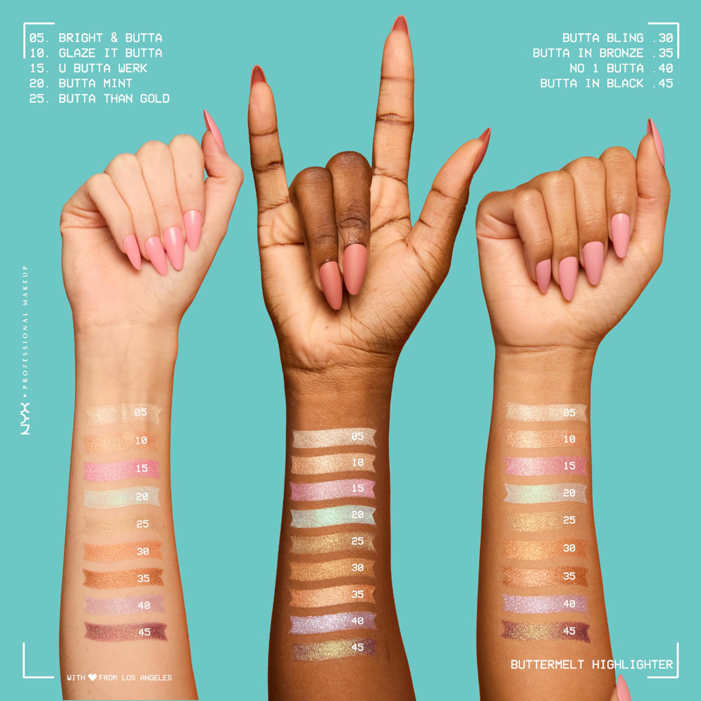 NYX Buttermelt Highlighter application rapide et facile sur visage.