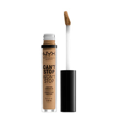 Correcteur de contour NYX Cant Stop Won't Stop doré en bouteille, couvrance durable.