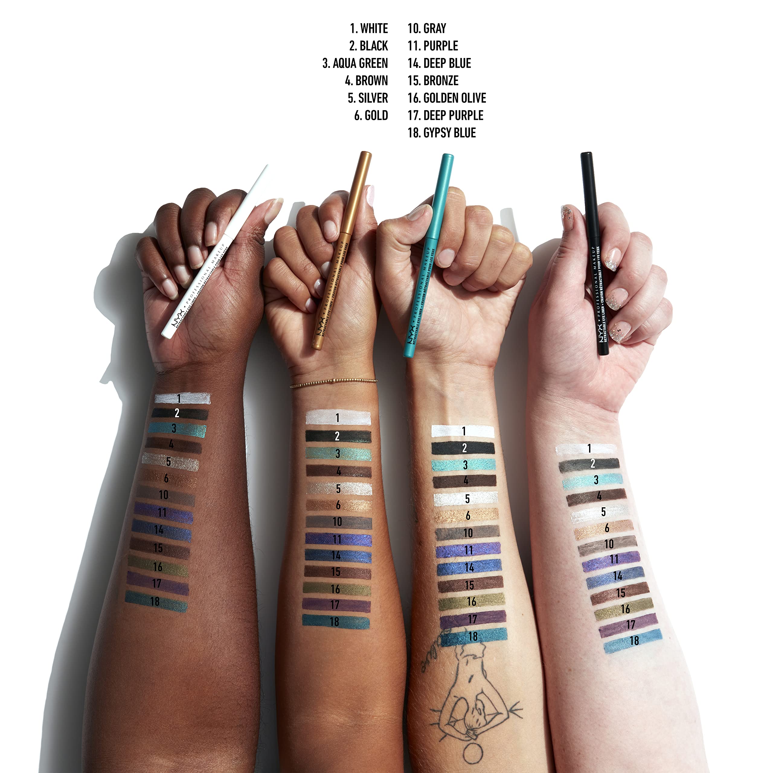 nyx crayon yeux mécanique argent – anti bavure pour un contour propre toute la journée.
