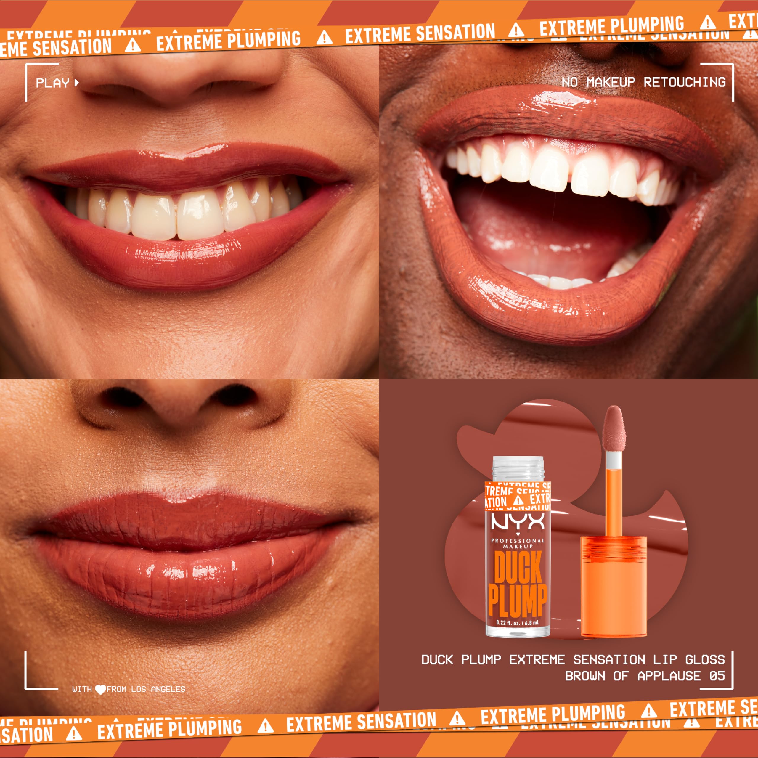 NYX Duck Plump Gloss texture brillance extrême sur les lèvres.