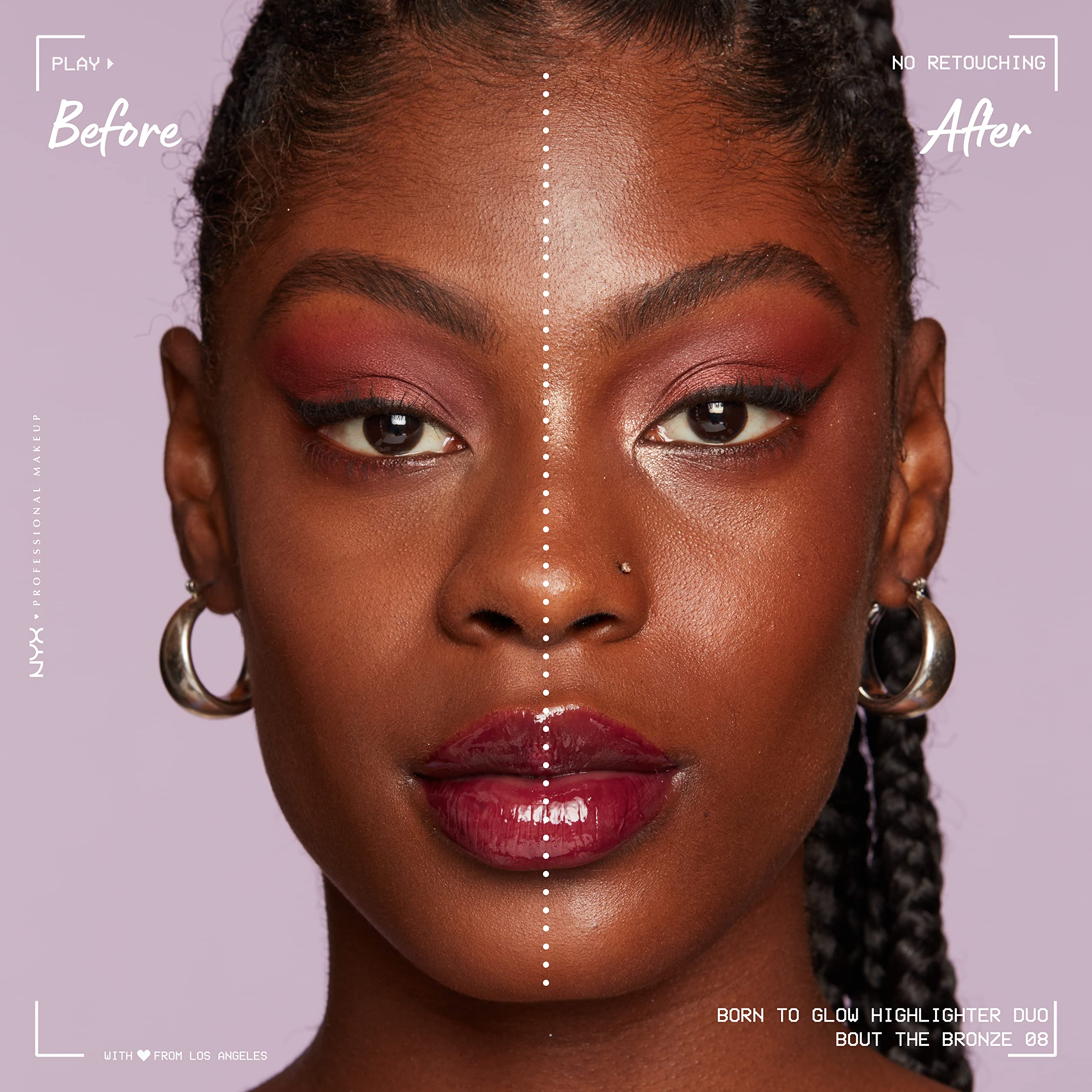 NYX enlumineur duo avec perles microfin, reflets intenses sur les points clés.