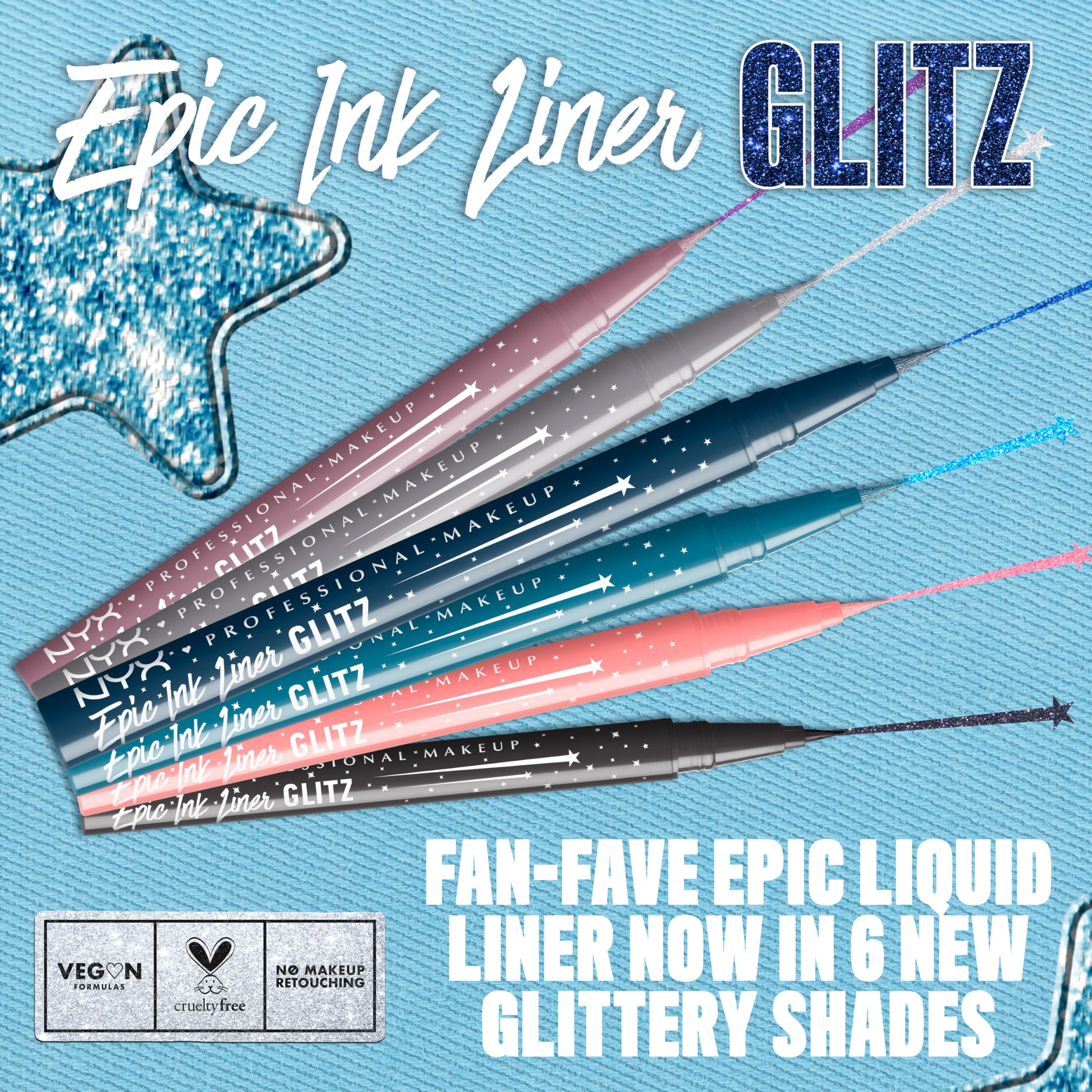 NYX PROFESSIONAL MAKEUP Epic Ink Glitz Liner – imperméable et résistant aux éclats.