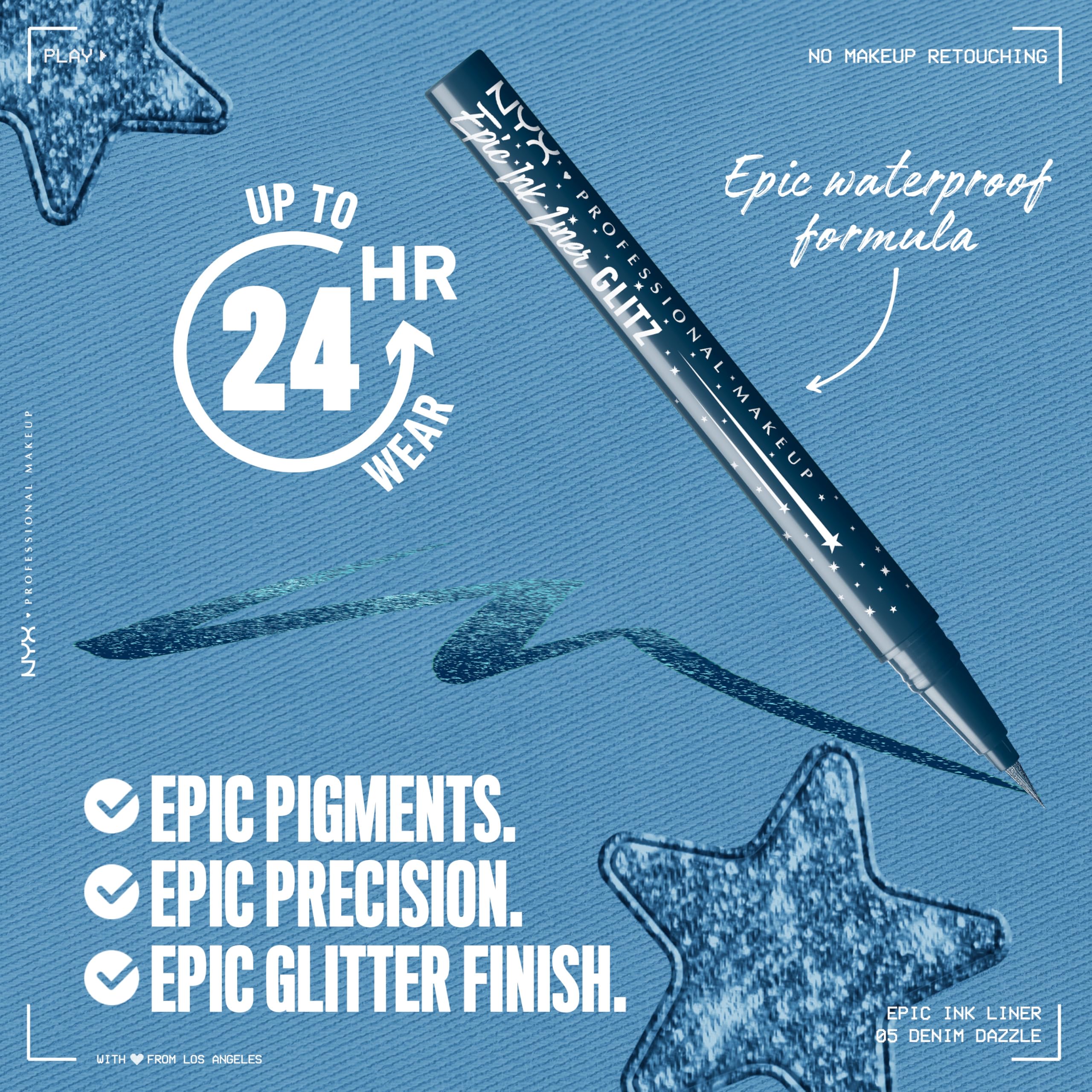 NYX PROFESSIONAL MAKEUP Epic Ink Glitz Liner – reflets métalliques éclatants et durables.