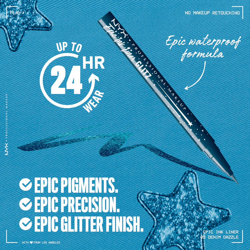 NYX PROFESSIONAL MAKEUP Epic Ink Glitz Liner – reflets métalliques éclatants et durables.