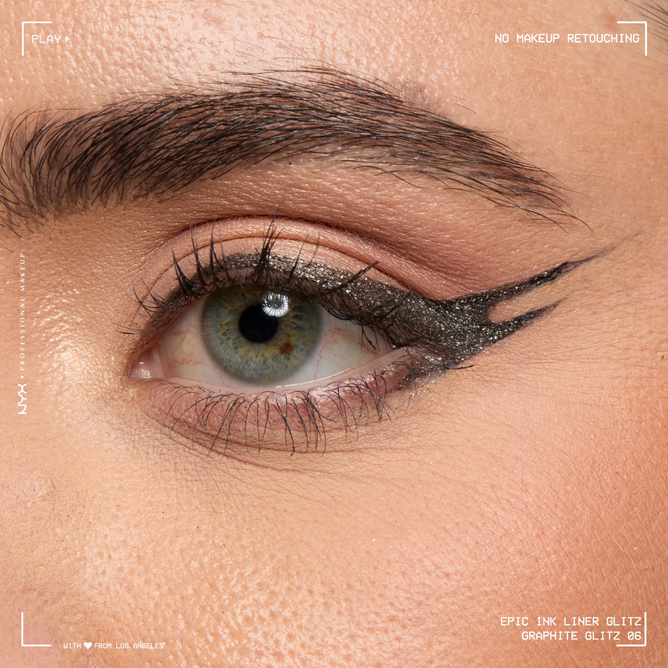 Tenue durable jusqu'à 24 heures avec NYX Epic Ink Glitz.