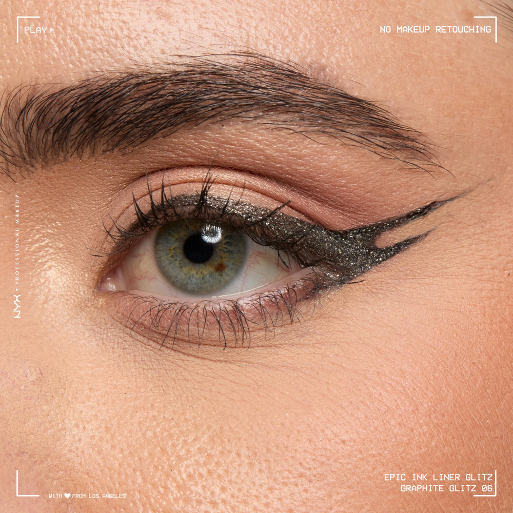 Tenue durable jusqu'à 24 heures avec NYX Epic Ink Glitz.