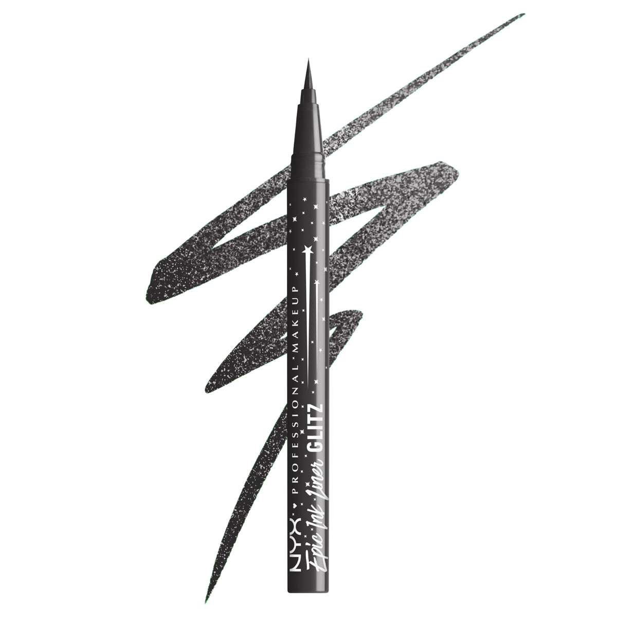 NYX Epic Ink Glitz trait liquide pailleté Graphite Glitz pour un éclat durable.