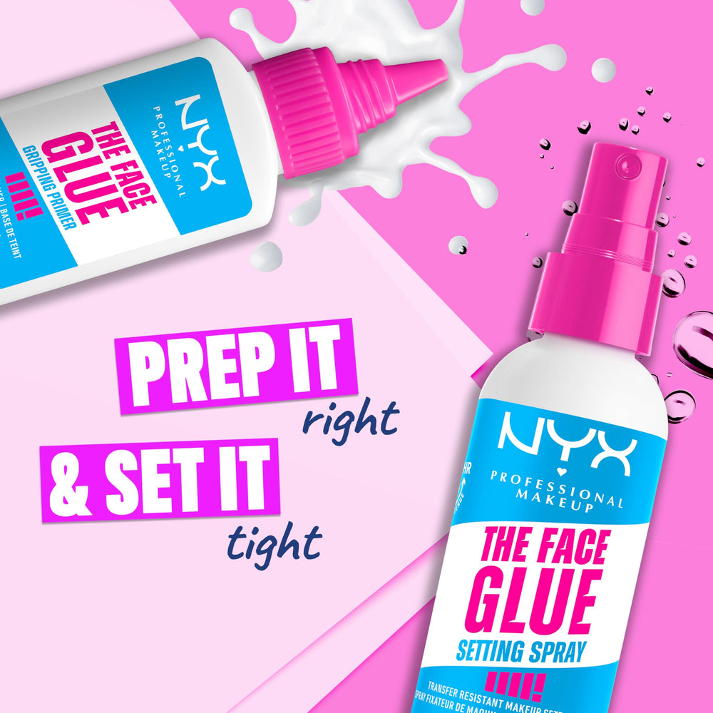 NYX Face Glue Setting Spray — résistance à l’eau et couleurs plus vivaces.