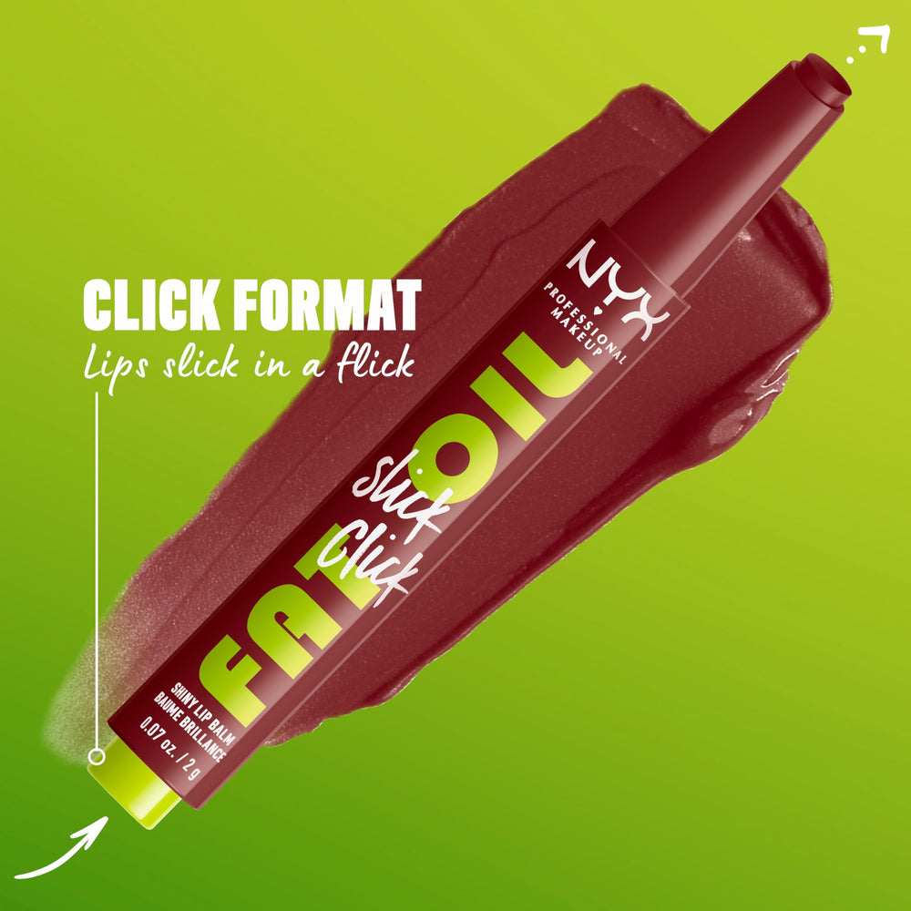 NYX Fat Oil Slick Click — teinte glow non collante et pigmentée.