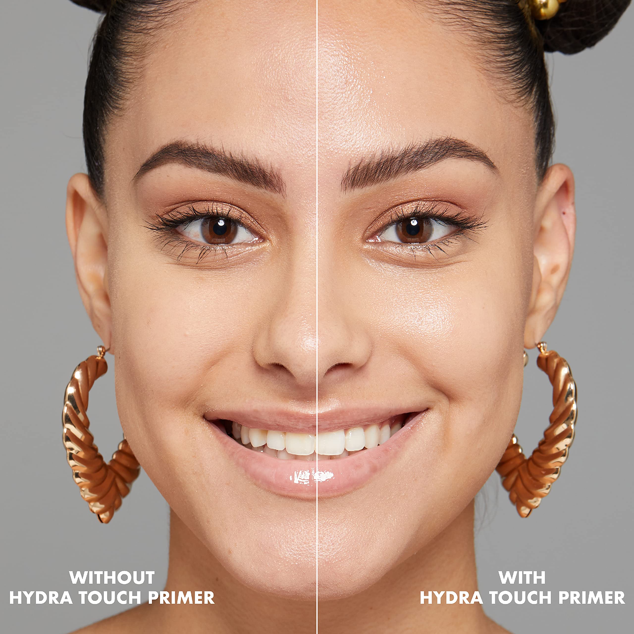Peau lumineuse et veloutée après application du primer Hydra Touch