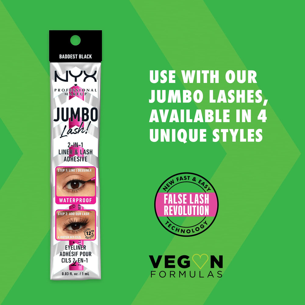NYX Jumbo Lash adhésif-cils invisible offre une fixation discrète sans colle visible.