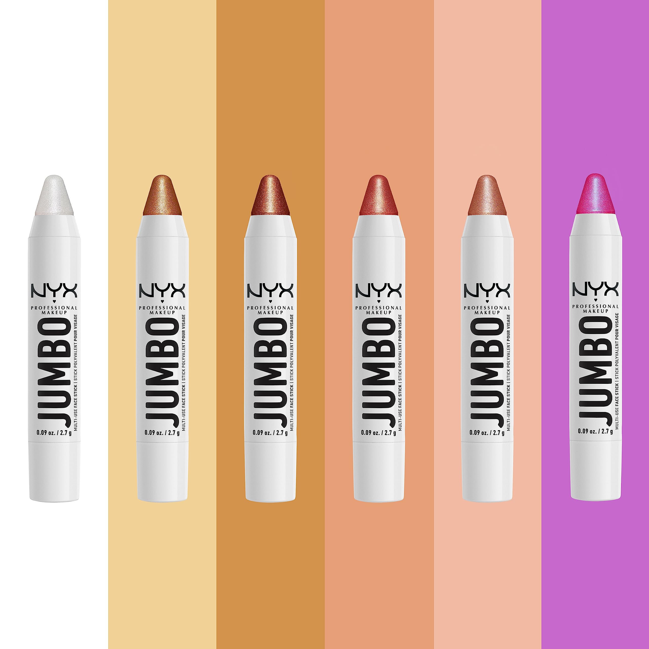 NYX Jumbo Dorée peut être superposé pour intensifier l'éclat.