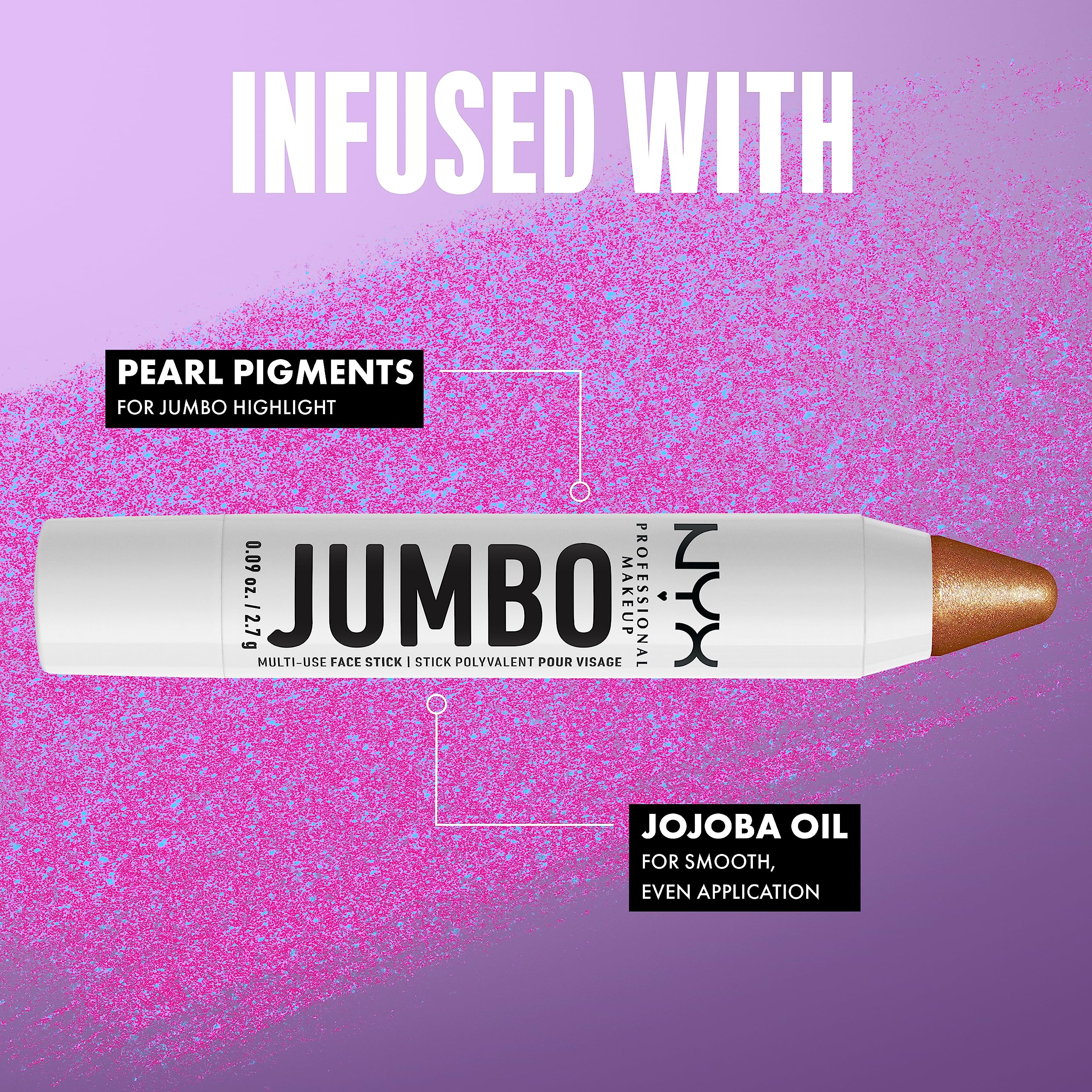 NYX Jumbo Dorée met en lumière les zones lumineuses du visage.