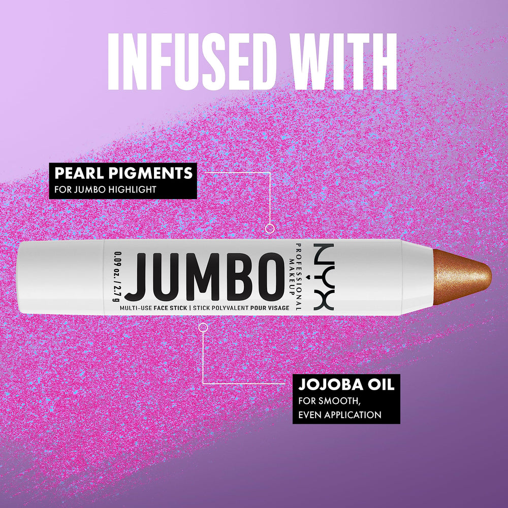 NYX Jumbo Dorée met en lumière les zones lumineuses du visage.