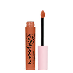 NYX Lip Lingerie XXL Matte Gettin Caliente, teinte rouge-orange éclatante et longue tenue.