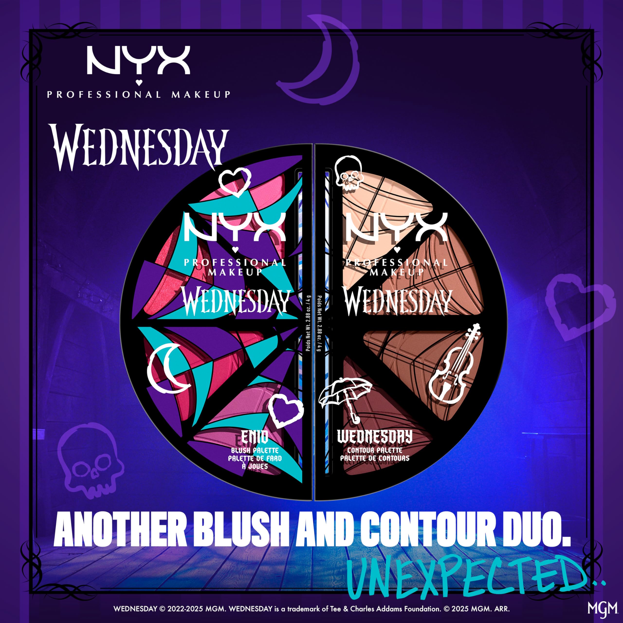NYX Professional MakeUp, blush verre-teinte Mercredi 05, teintes polyvalentes du nude au gothique
