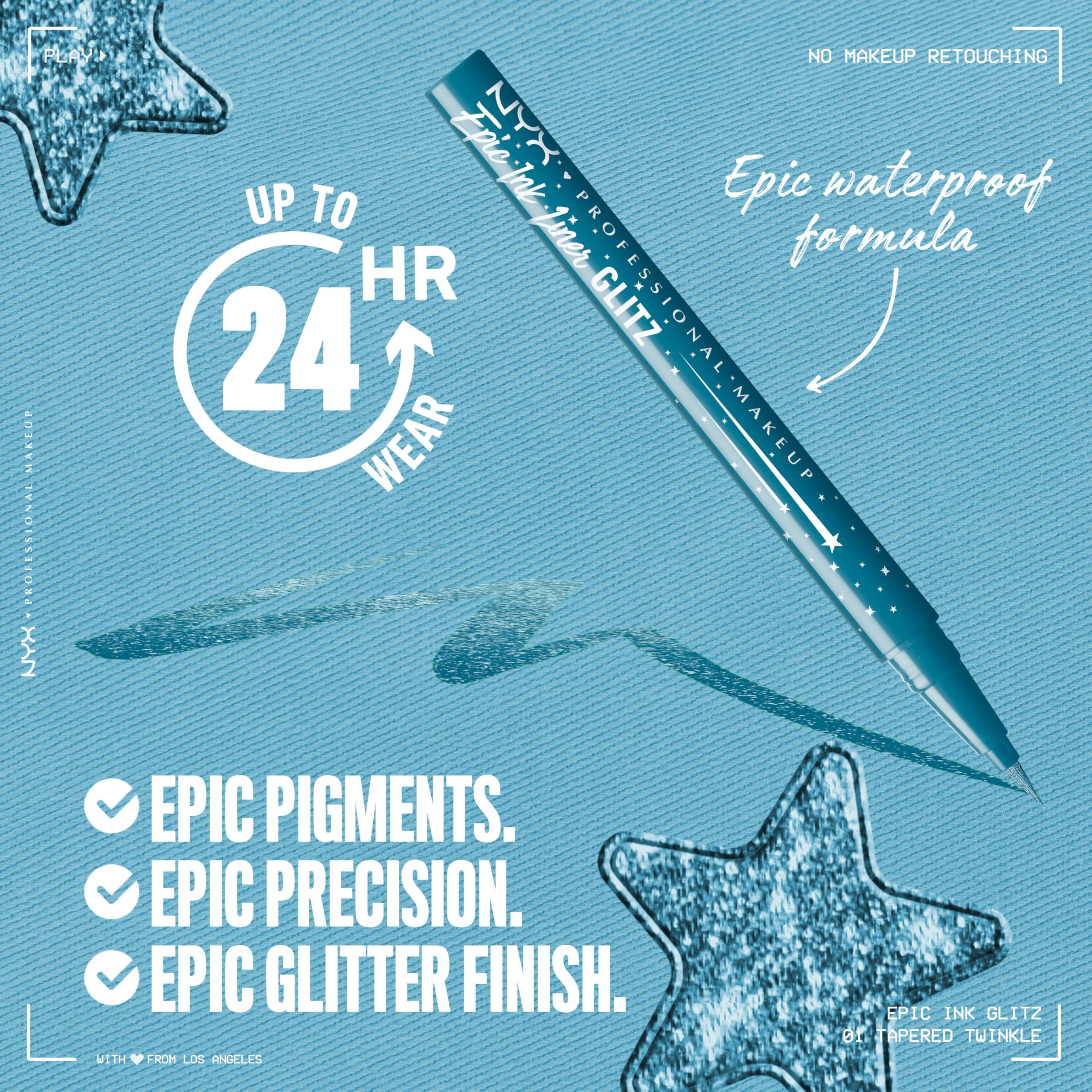 Avec la teinte bleu turquoise, Epic Ink Glitz crée un regard glamour.