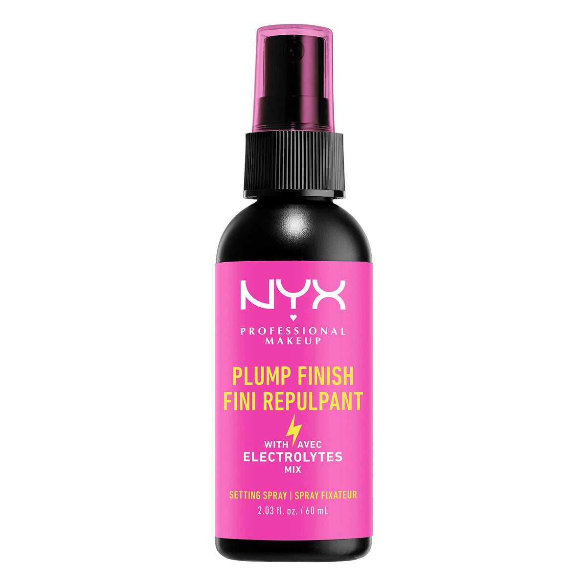 Fixateur NYX Professional Makeup, flacon et effet repulpant