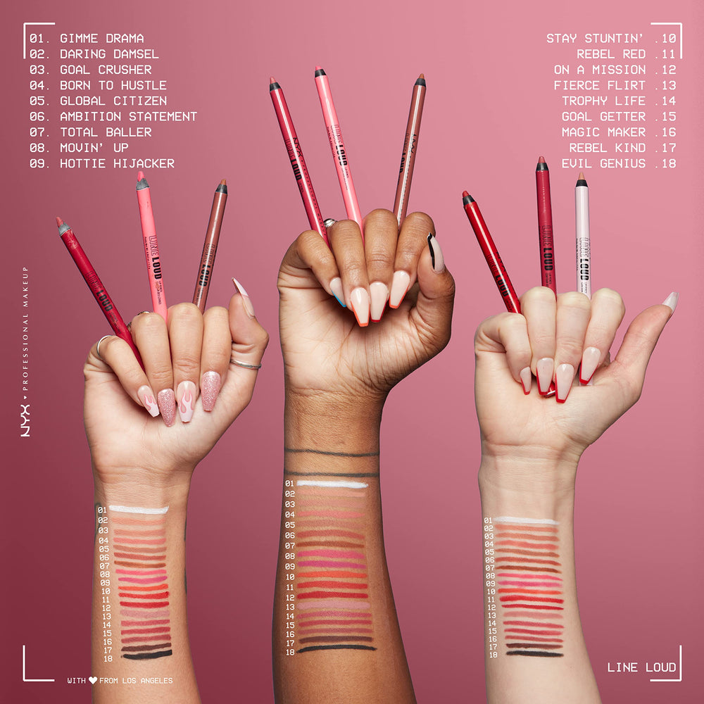 NYX Line Loud Lip Liner Hottie Hijacker, infusion huile de jojoba et vitamine E pour le confort.