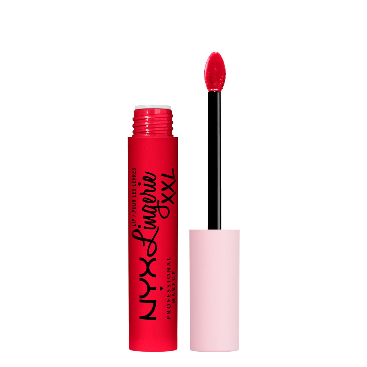 Lip Lingerie XXL Matte Indomptable sur rouge brique, fini mat et longue tenue.