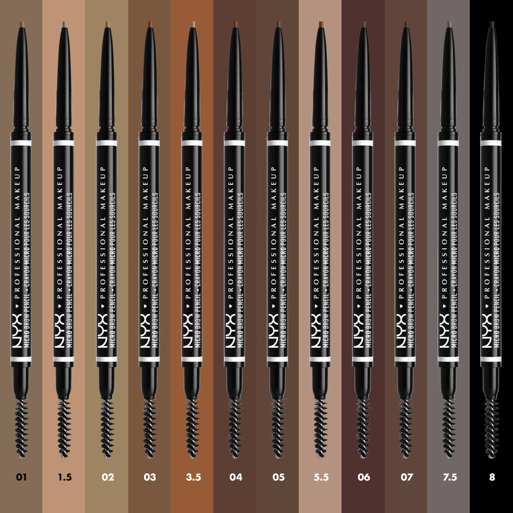 NYX Professional Makeup Micro Brow Pencil 12 teintes vegan et résistantes à l'eau adaptées.