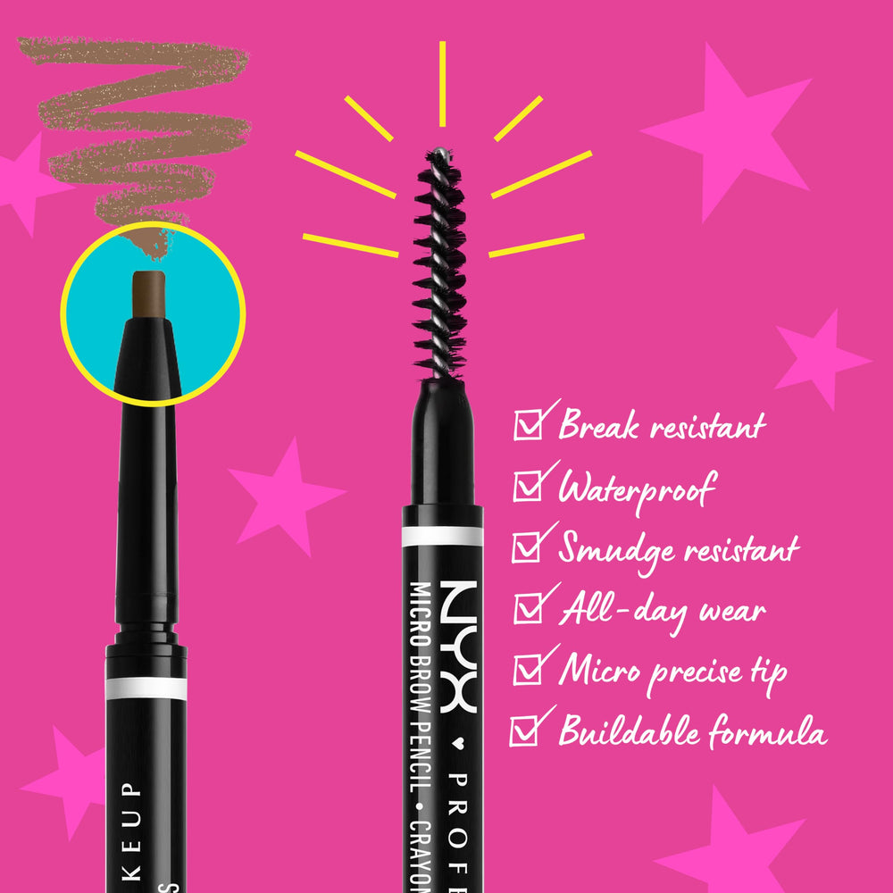 NYX Professional Makeup Micro Brow Pencil application précision pour dessin de sourcils réalistes.