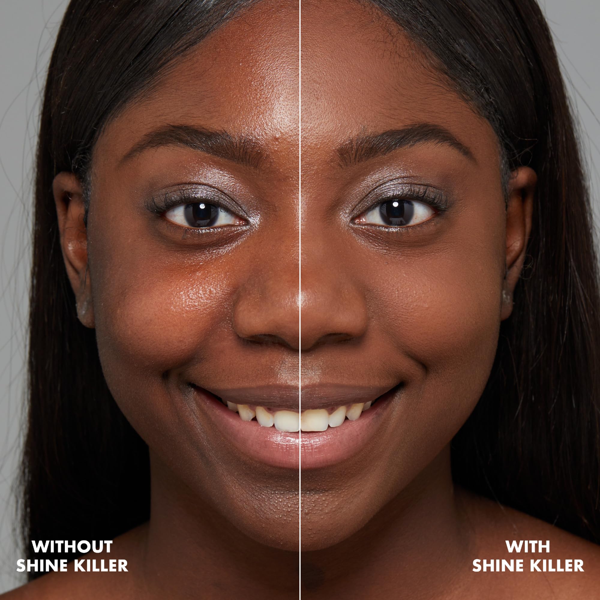 NYX Shine Killer Primer: application mains sur zone T, teint mat.
