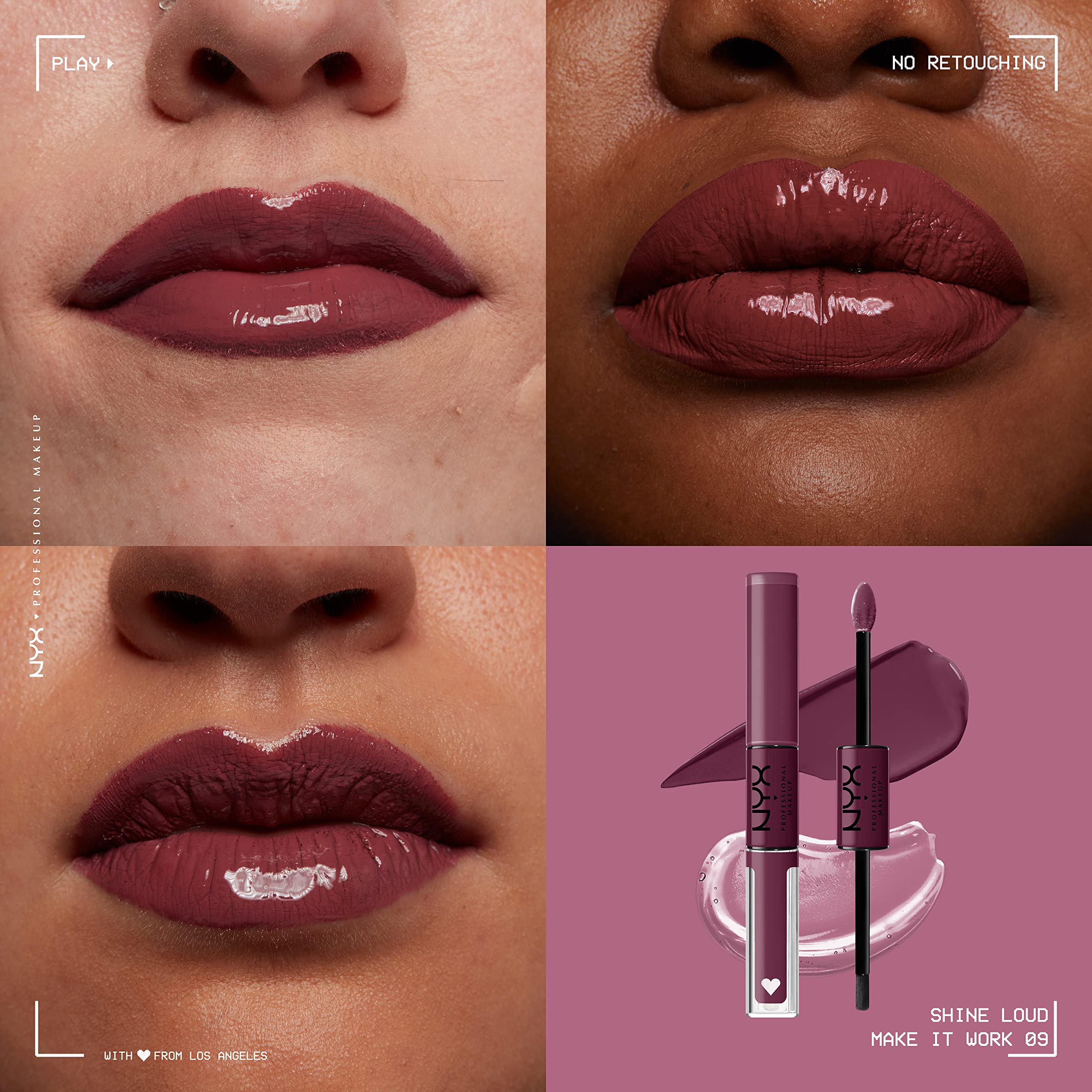 NYX Shine Loud rouge-liquide-levres : teinte prune froide idéale.