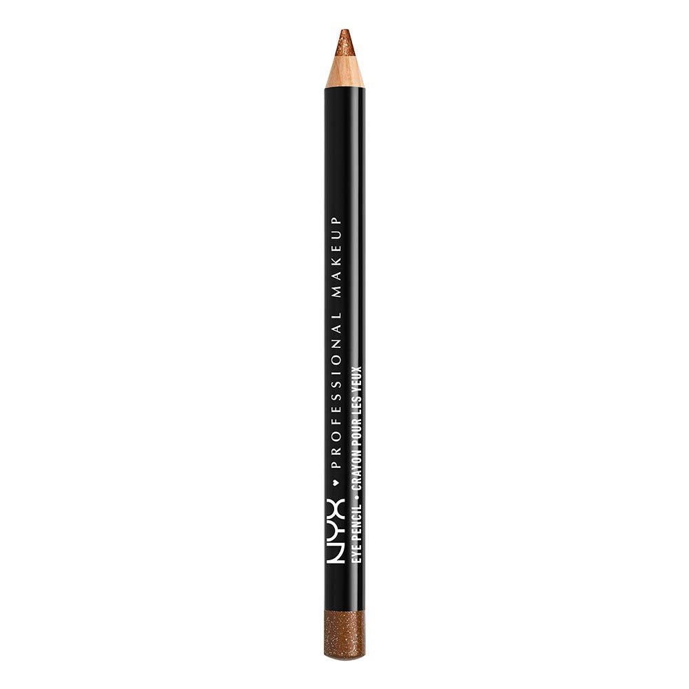 NYX Slim Eye Pencil Bronze Scintillant: prise de vue rapprochée, regard défini.